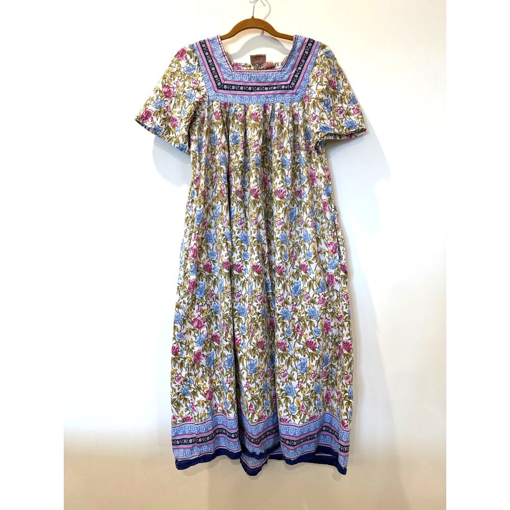 Vermont Country Store 100% cotton Midi Nightgown Floral S Cottagecore Pockets